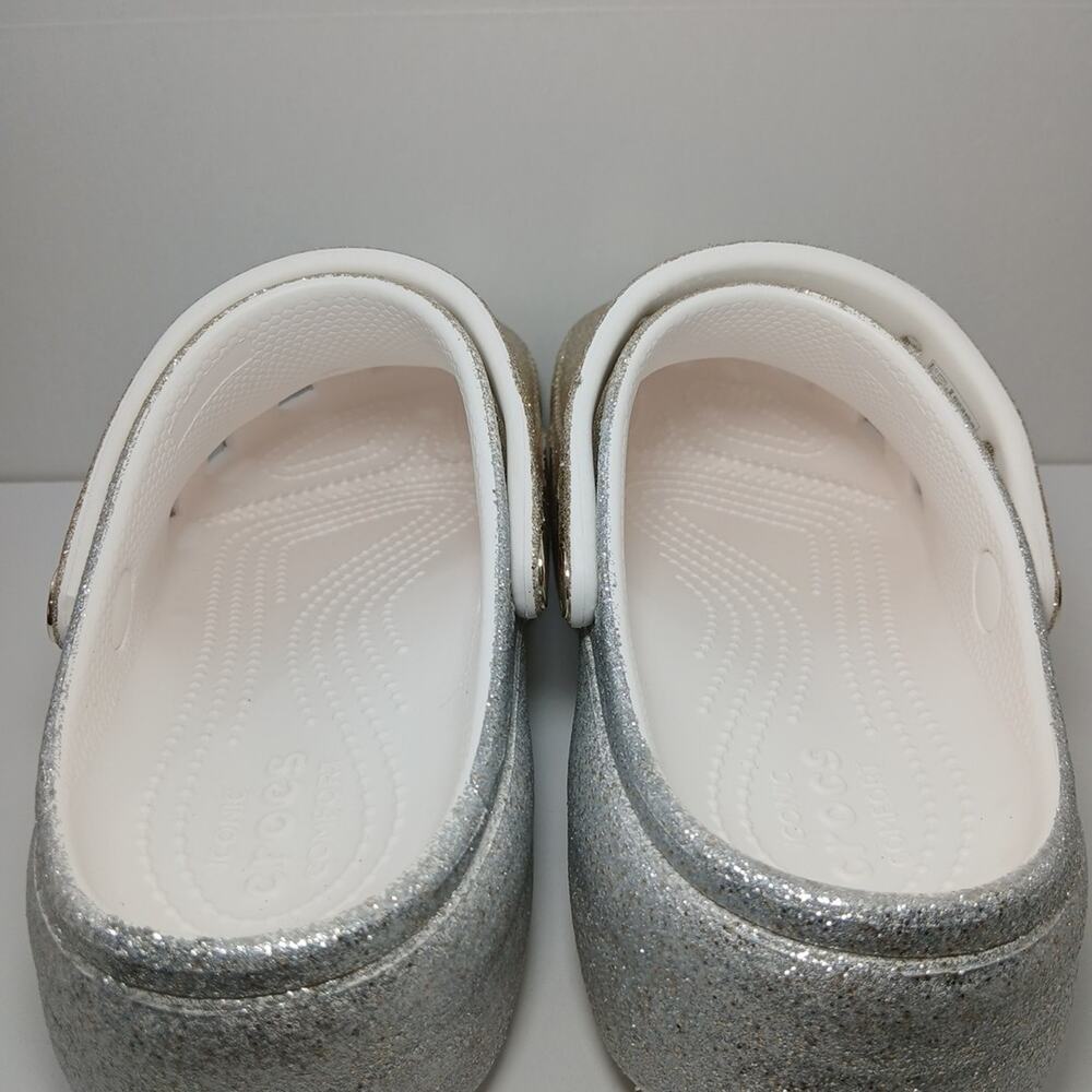 Croc Platform Glitter Ombre Silver Gold Slip on Classic High Heel Clogs Size 7 - Picture 14 of 16